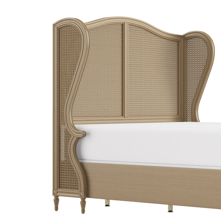 Sausalito Medium Taupe King Bed with Natural Cane Panels