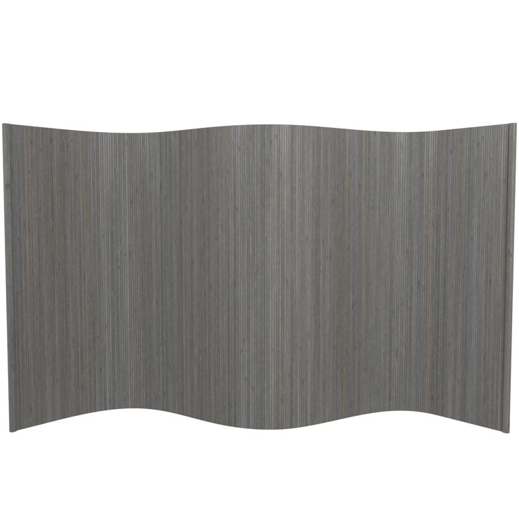 Gray 48" Painted Bamboo Wave Room Divider