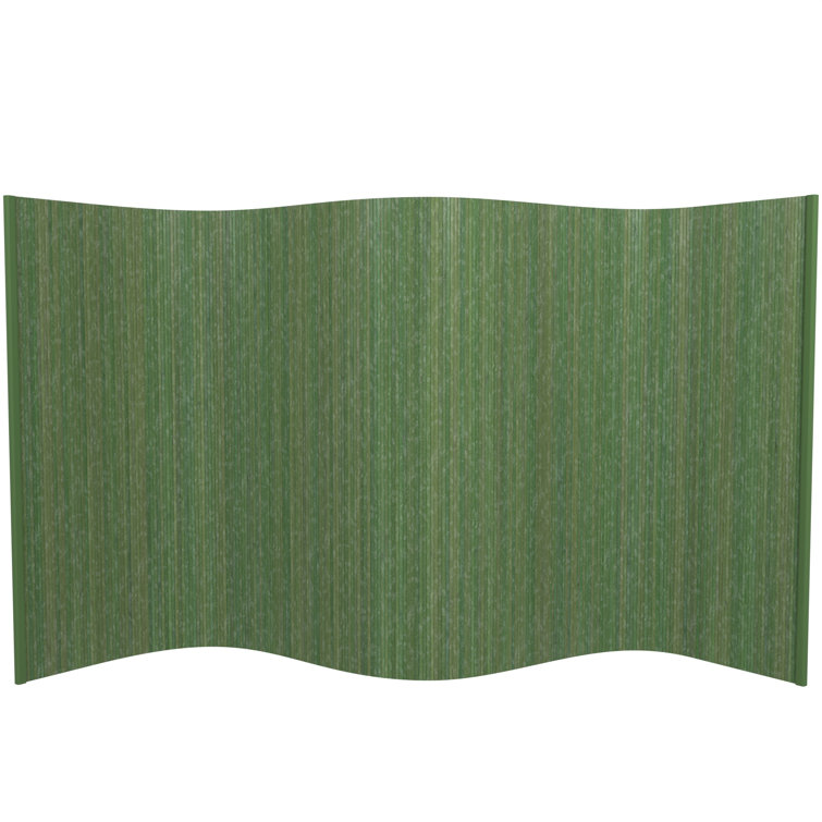 Sage Green Bamboo Wave Room Divider, 48" Height