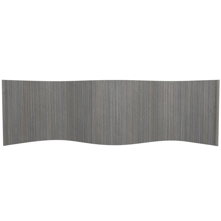 Gray Bamboo Wave Design Room Divider, 24" H x 98" W