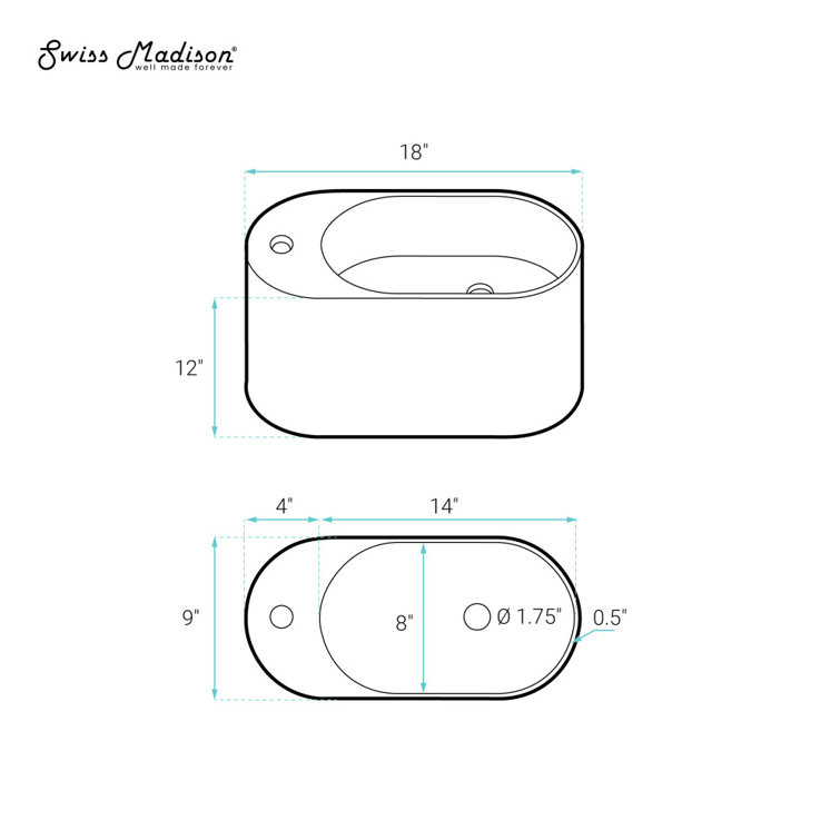 Terre Matte White Solid Surface Oval Wall-Mounted Sink