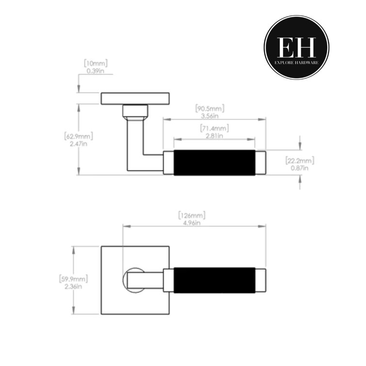 Matte Black Solid Brass Knurled Passage Door Lever