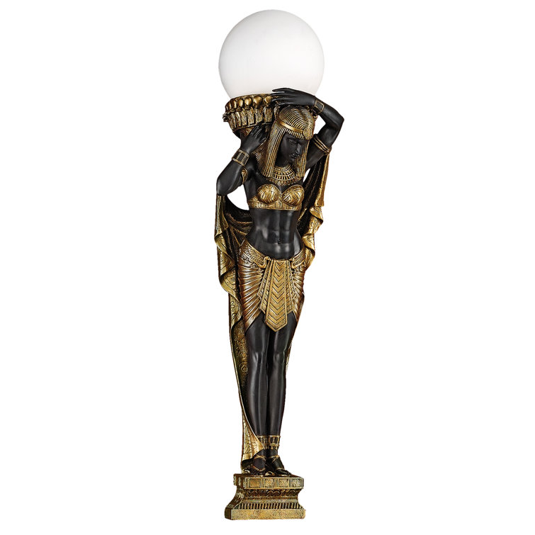Egyptian Black and Gold Resin Wall Mounted Figurine Sconce