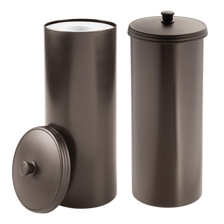 Bronze Freestanding Toilet Paper Canister Set with Lid