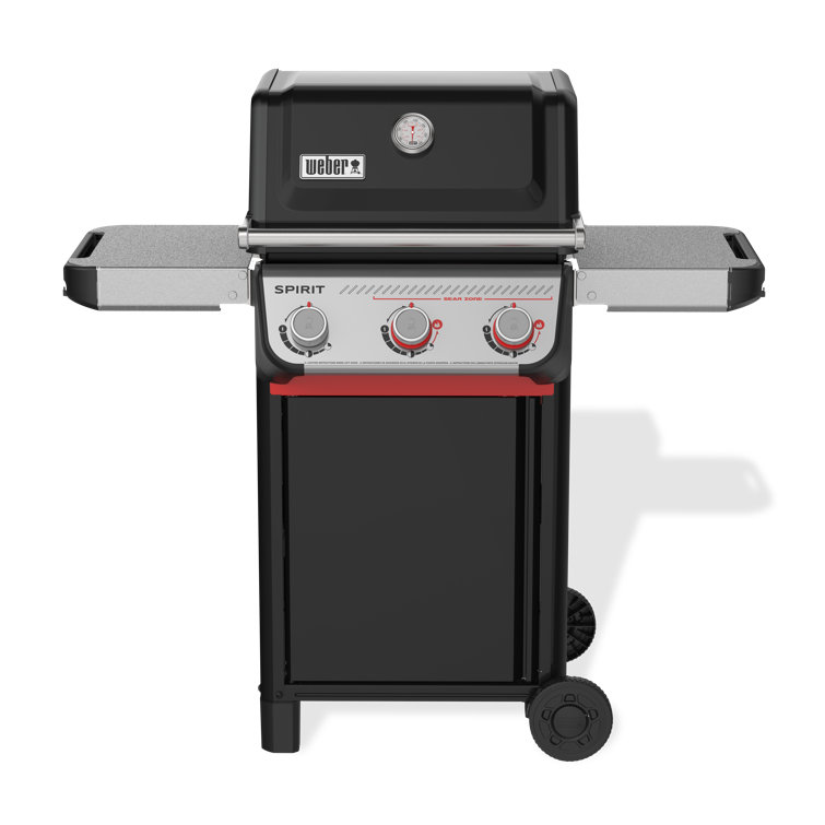 Black Porcelain Coated Cast Iron 3-Burner Propane Gas Grill with Side Burner