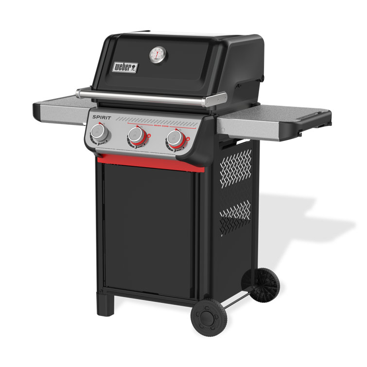 Black Porcelain Coated Cast Iron 3-Burner Propane Gas Grill with Side Burner