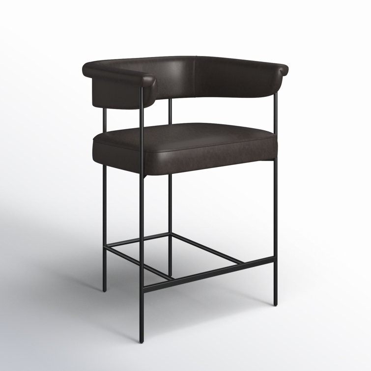 Sonoma Black Matte Metal & Leather Counter Stool