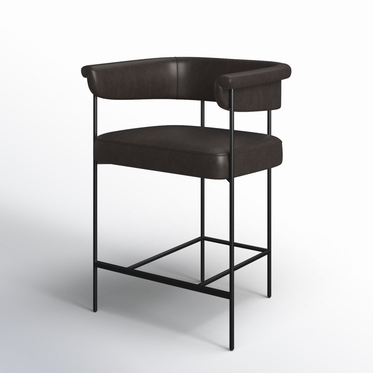Sonoma Black Matte Metal & Leather Counter Stool
