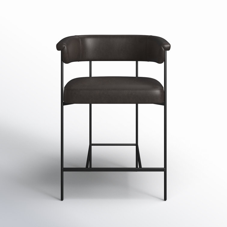 Sonoma Black Matte Metal & Leather Counter Stool