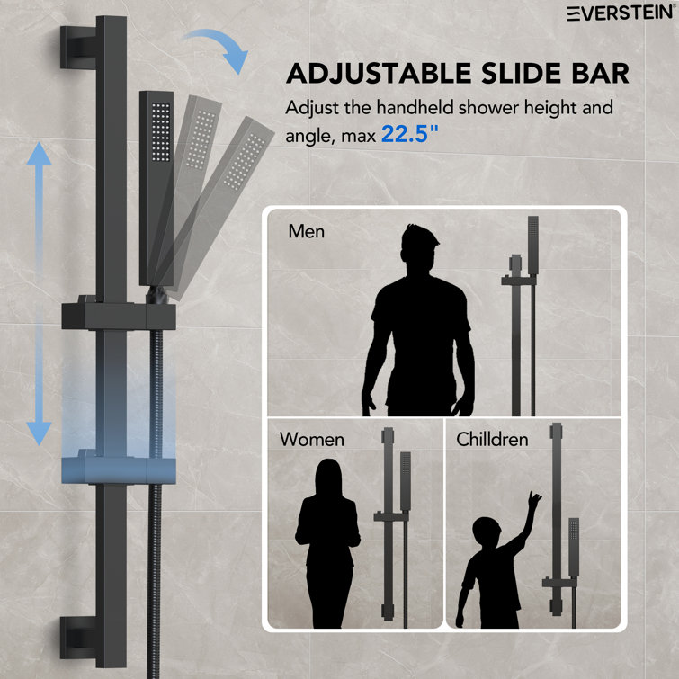 Matte Black Dual Shower System with Adjustable Handheld and Rainfall Head