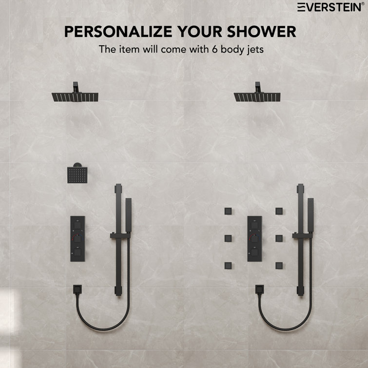 Matte Black Dual Shower System with Adjustable Handheld and Rainfall Head