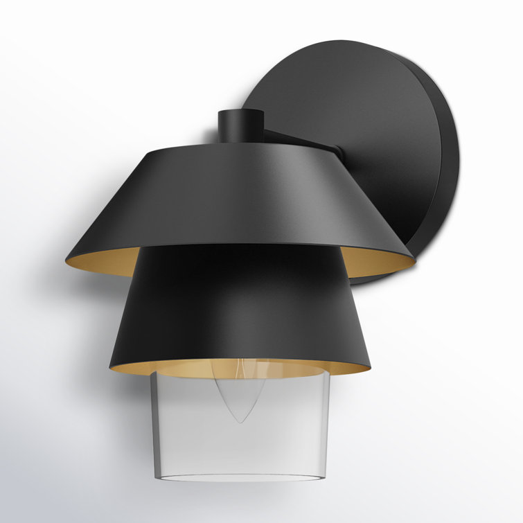 Matte Black and Clear Glass Dimmable Steel Sconce