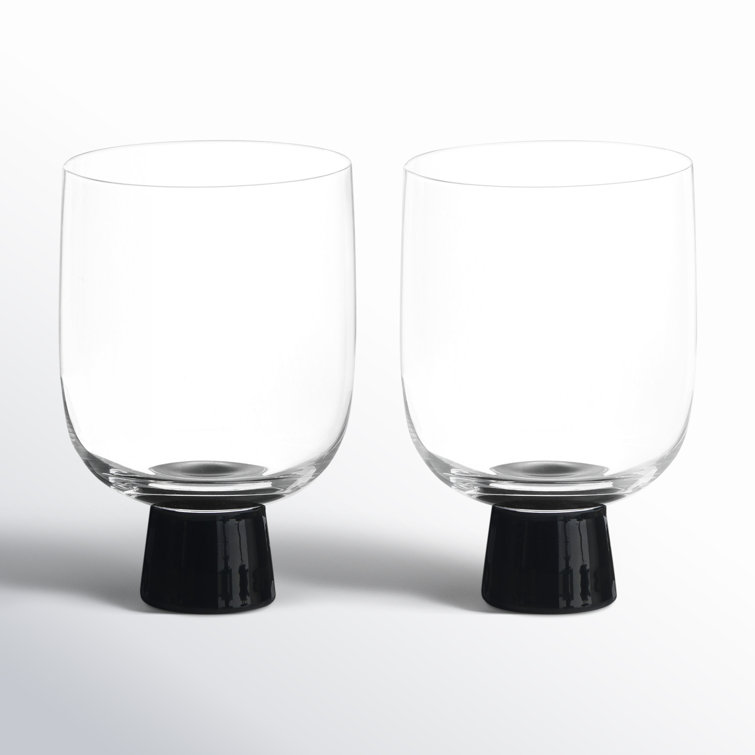 Handmade 10.25oz Clear and Black Glass Drinking Glass Set