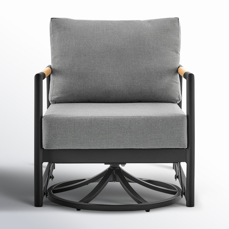 Antone Black Aluminum Outdoor Glider Chair with Gray Cushions