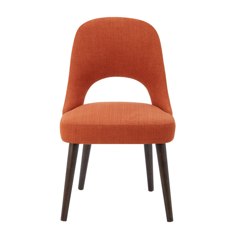 Nola High-Density Foam Upholstered Dining Side Chair in Orange/Dark Brown