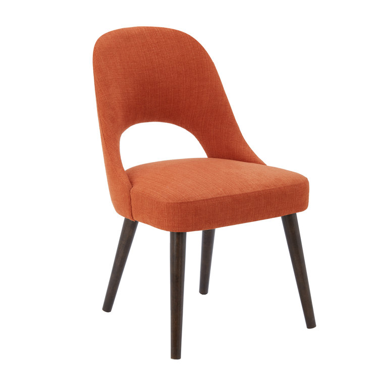 Nola High-Density Foam Upholstered Dining Side Chair in Orange/Dark Brown