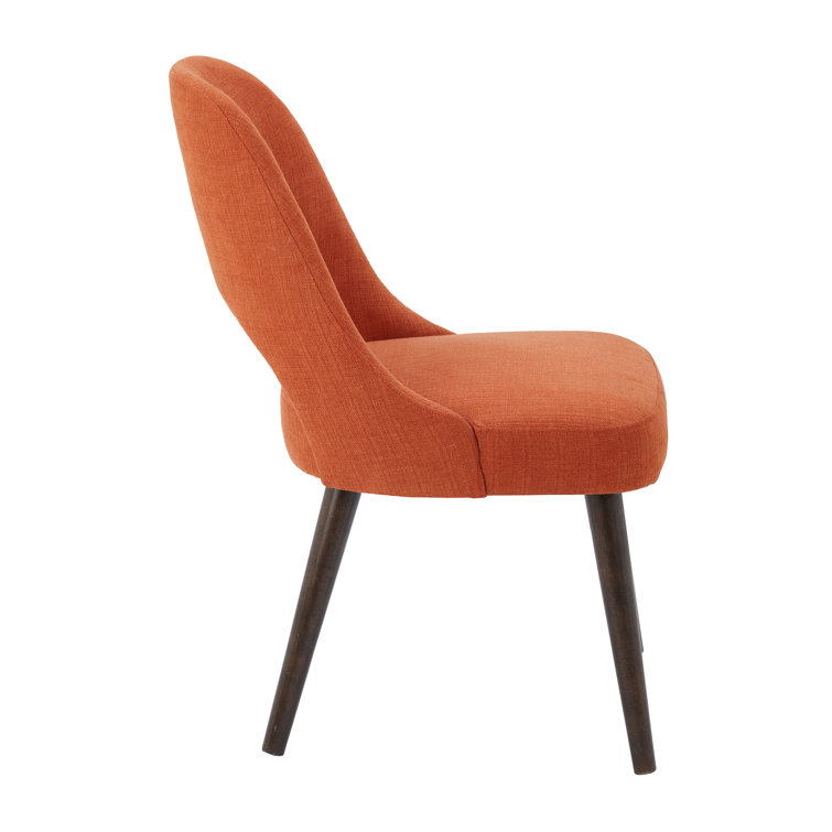 Nola High-Density Foam Upholstered Dining Side Chair in Orange/Dark Brown