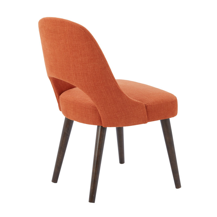 Nola High-Density Foam Upholstered Dining Side Chair in Orange/Dark Brown