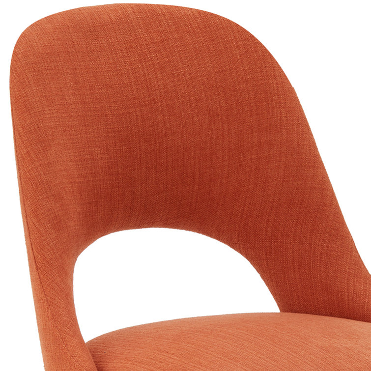 Nola High-Density Foam Upholstered Dining Side Chair in Orange/Dark Brown