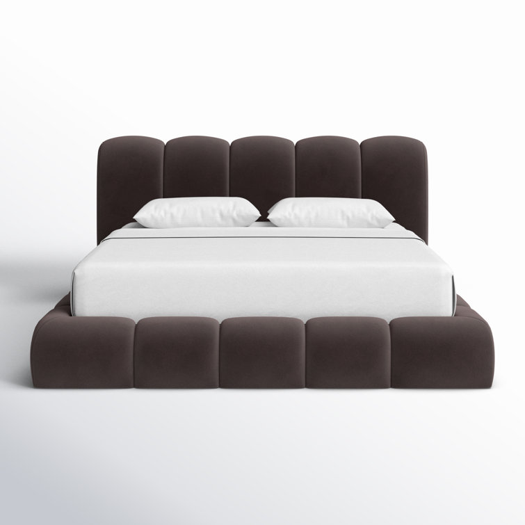 Meg Ash Upholstered Queen Platform Bed with Wood Frame