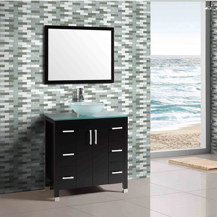Whistler Gray Textured Glass Brick Mosaic Wall Tile