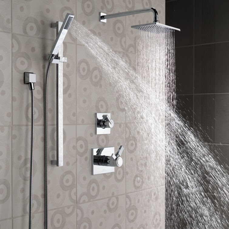 Chrome Adjustable Height Wall Mounted Handheld Shower