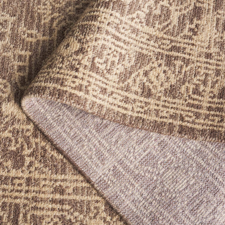 Kenya Tribal Square Hand-Knotted Wool Rug in Brown/Beige