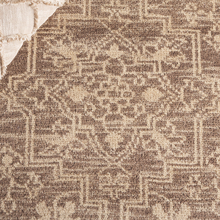 Kenya Tribal Square Hand-Knotted Wool Rug in Brown/Beige