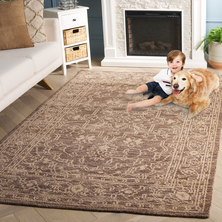 Kenya Tribal Square Hand-Knotted Wool Rug in Brown/Beige