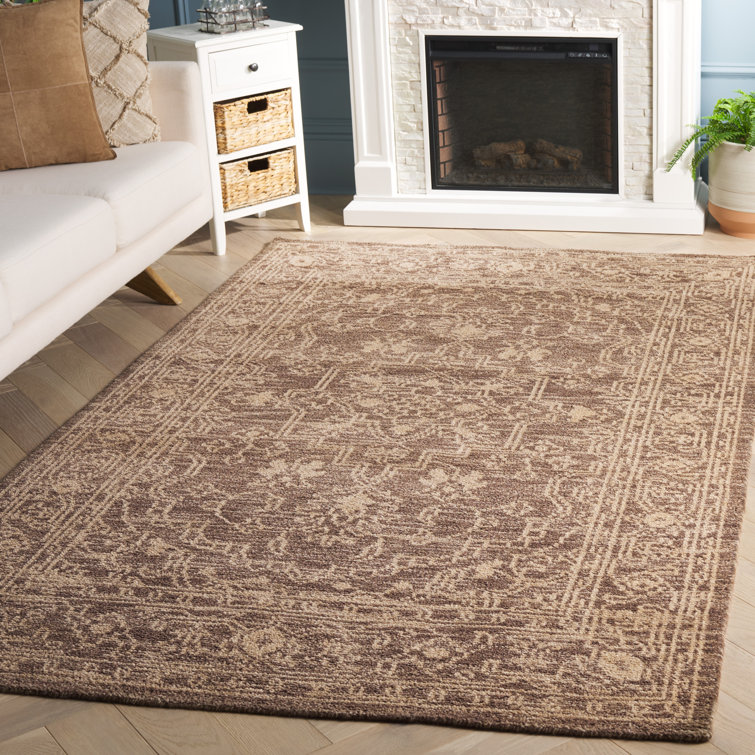 Kenya Tribal Square Hand-Knotted Wool Rug in Brown/Beige