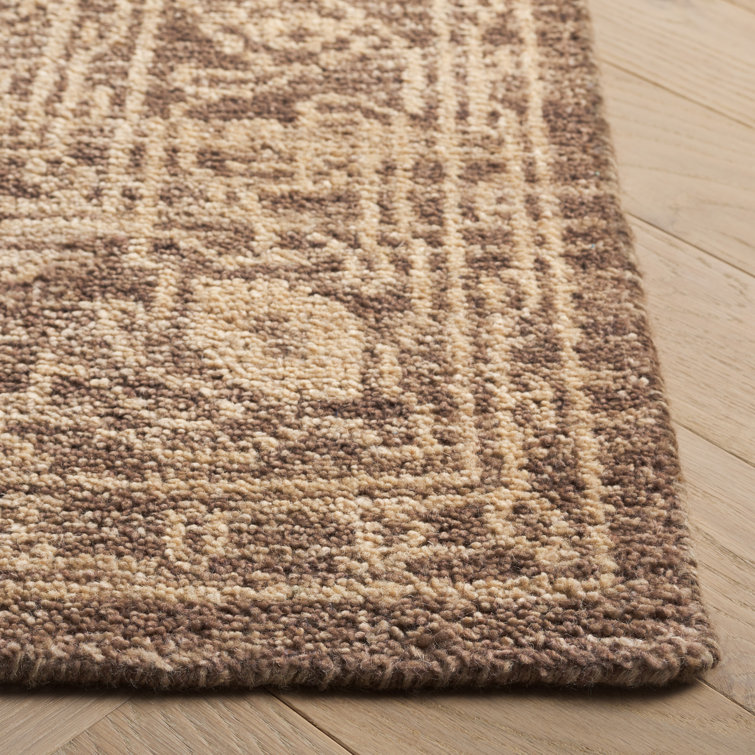 Kenya Tribal Square Hand-Knotted Wool Rug in Brown/Beige