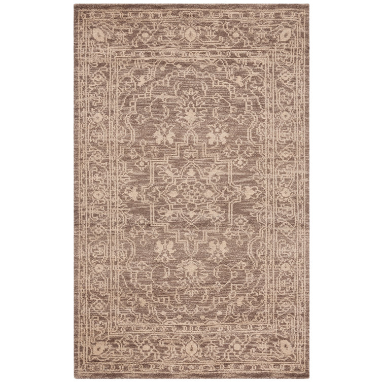 Kenya Collection 5'x8' Brown and Beige Hand-Knotted Wool Area Rug