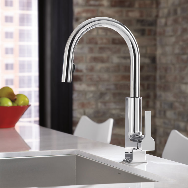 Chrome Modern Pull-Down Single Handle Kitchen Faucet