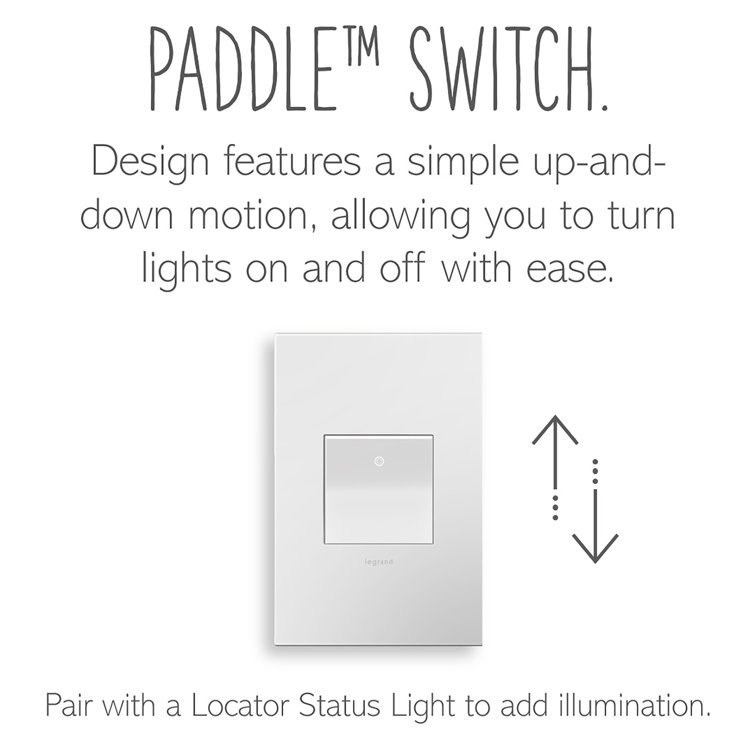 White Thermoplastic Single Pole/3-Way Rocker Light Switch with Wall Plate