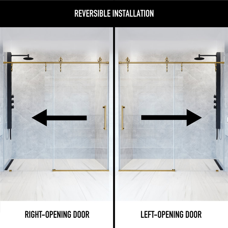 Hamilton Matte Brushed Gold Frameless Sliding Shower Door with Clear Glass