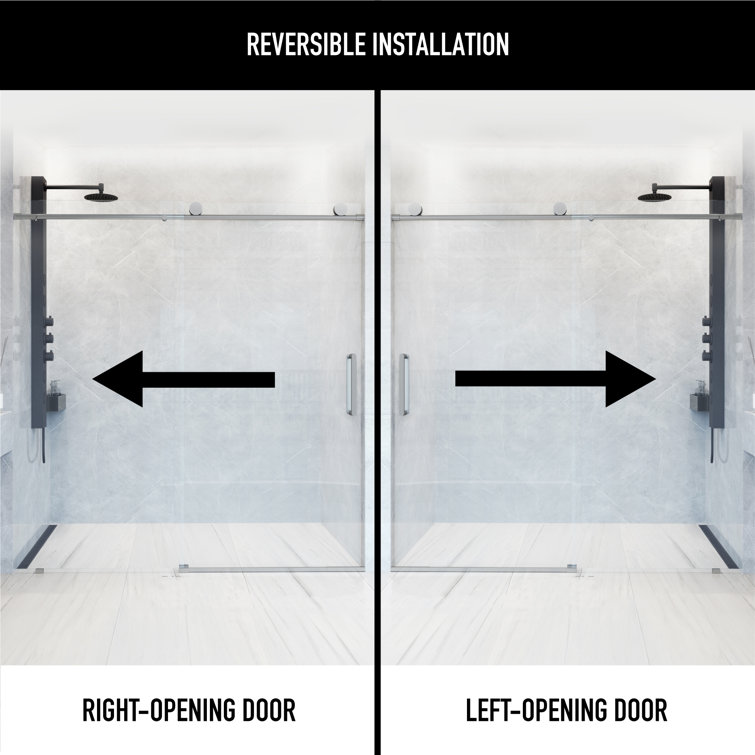 Elan 68-72" Stainless Steel Frameless Sliding Shower Door with Clear Glass