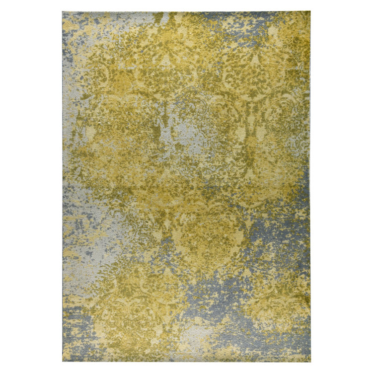 Mahala Handmade Gold Abstract Wool Rectangular Rug 2' x 3'
