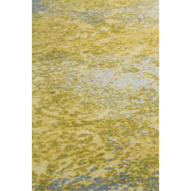 Mahala Handmade Gold Abstract Wool Rectangular Rug 2' x 3'