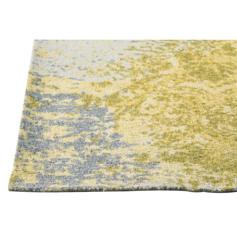 Mahala Handmade Gold Abstract Wool Rectangular Rug 2' x 3'