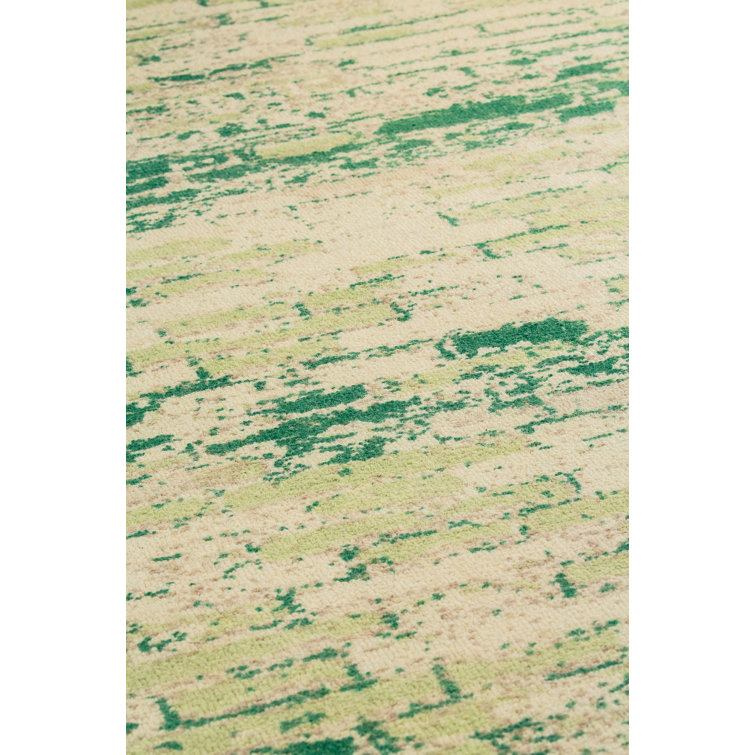 Artisan Hand-Woven Green Wool Rectangular Area Rug, 8' x 10'
