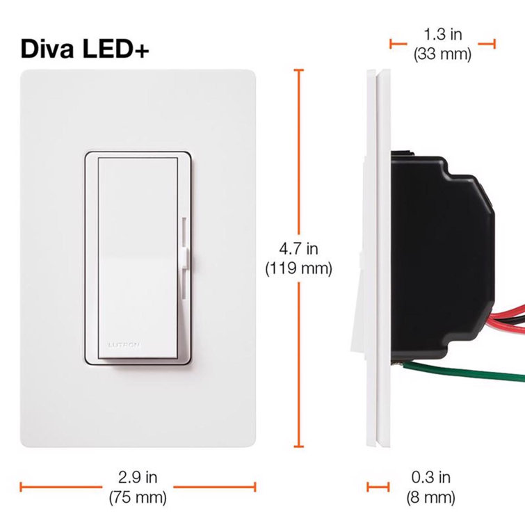 White Smart Rocker Dimmer Switch with Slide Control