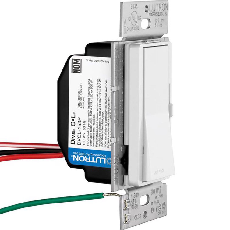 White Smart Rocker Dimmer Switch with Slide Control