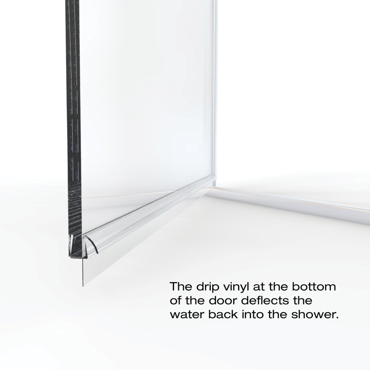Infinity 34" x 76" Semi-Frameless Chrome Shower Door with Clear Glass