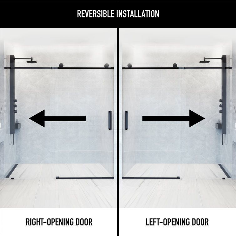 Elan 76" High x 60" Wide Frameless Sliding Shower Door in Matte Black