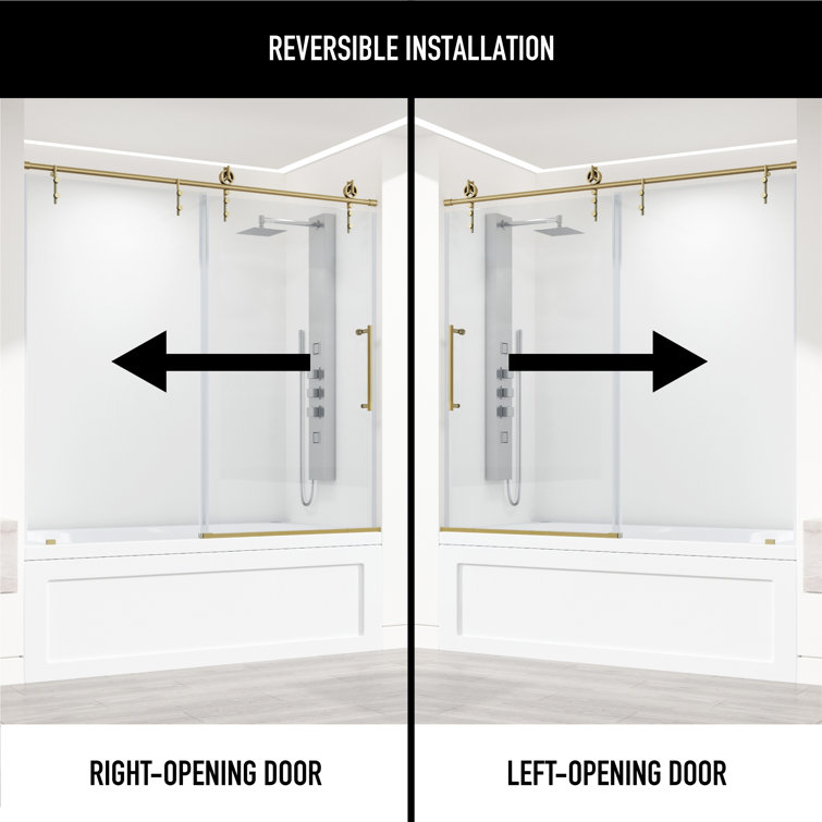 Hamilton Matte Brushed Gold Frameless Sliding Tub Door