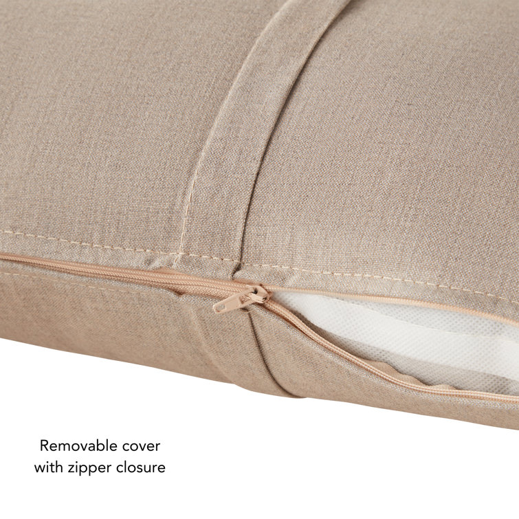 Beige Rectangular Lumbar Outdoor Throw Pillows, Set of 2