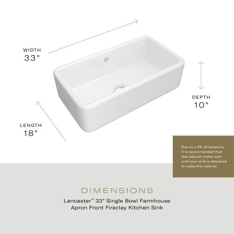 Lancaster 33" White Fireclay Farmhouse Apron Sink