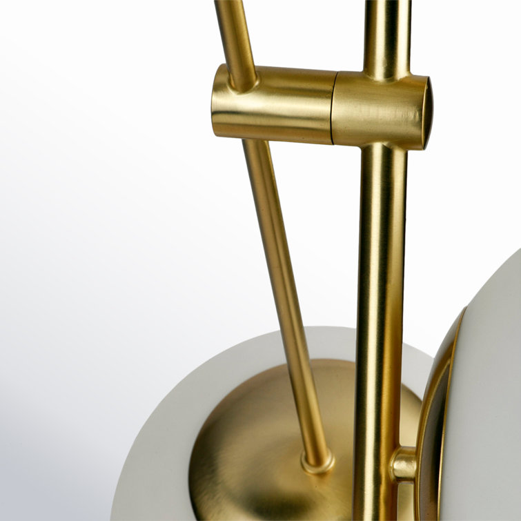 Vesper Satin Brass & Black 5-Light Globe Pendant with Satin White Glass