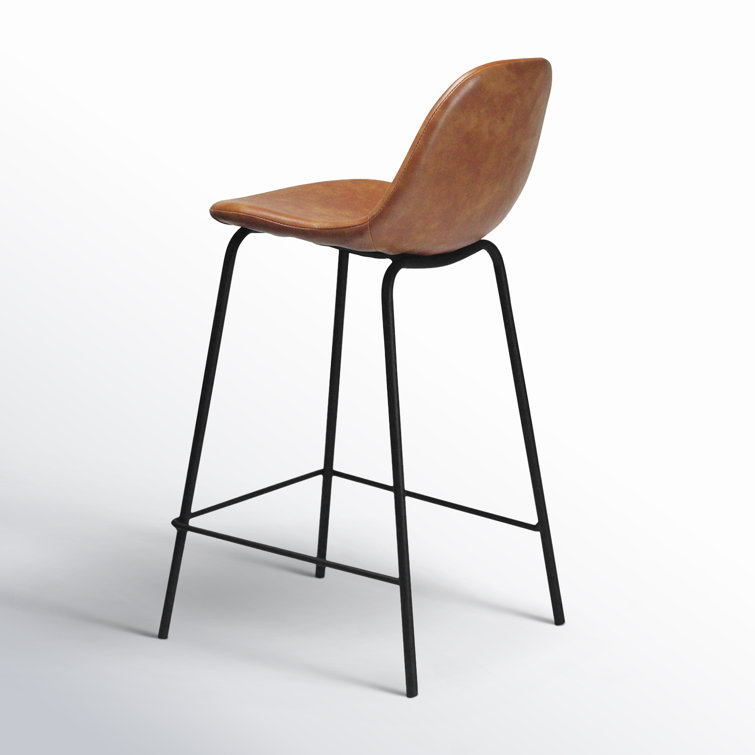 Kody 24" Black Metal Frame Counter Stool with Vegan Leather Seat