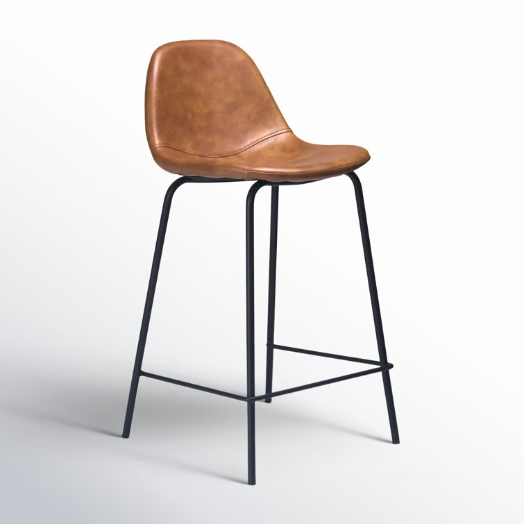 Kody 24" Black Metal Frame Counter Stool with Vegan Leather Seat